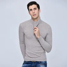 Высококачественный зимний мужской кашемировый теплый свитер, эластичный плотный свитер с высоким воротником и длинным рукавом, мужской свитер, пуловер