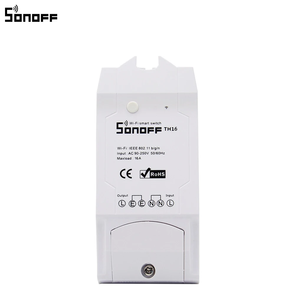 Sonoff TH16 умный Wifi переключатель для мониторинга температуры и влажности Умный домашний комплект для автоматизации работает с Alexa Google Home