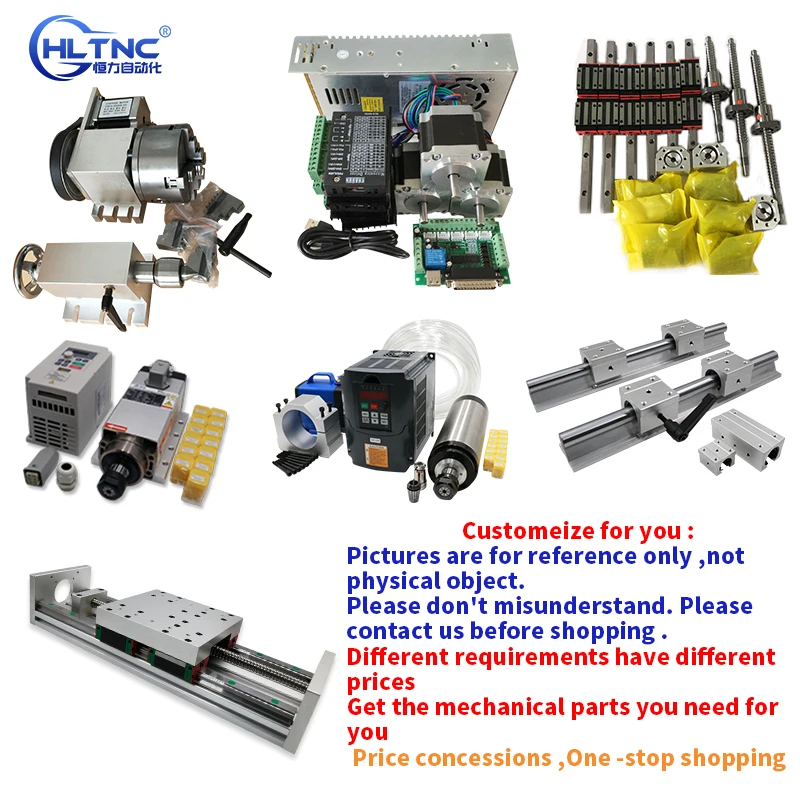 

Free shipping customization SBR/HGR Linear Guide Rail +SFU1605/ 2005 Ball screw +spindle +inverter set and other parts for cnc