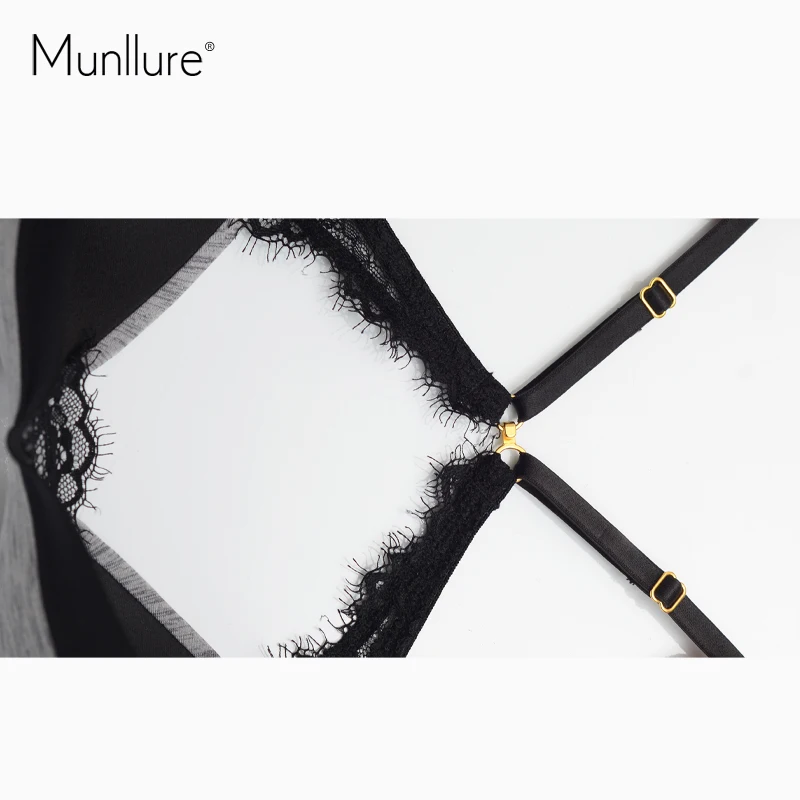 Munllure, сексуальный кружевной комплект с бюстгальтером, женский, модный, Одноцветный, пуш-ап, бесшовный, тонкая чашка, нижнее белье для женщин, перекрестное нижнее белье