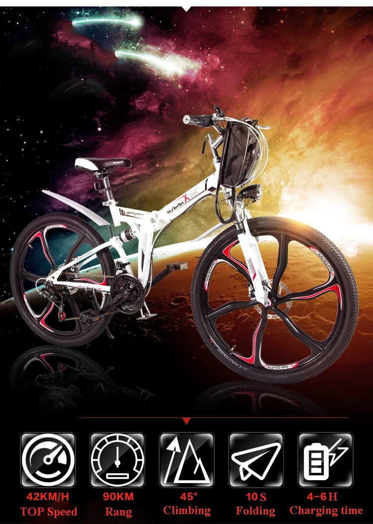 Clearance 26 inch folding mountain electric bicycle 48V lithium battery 21 speed variable speed system bike PAS cycling smart Lcd ebike 6