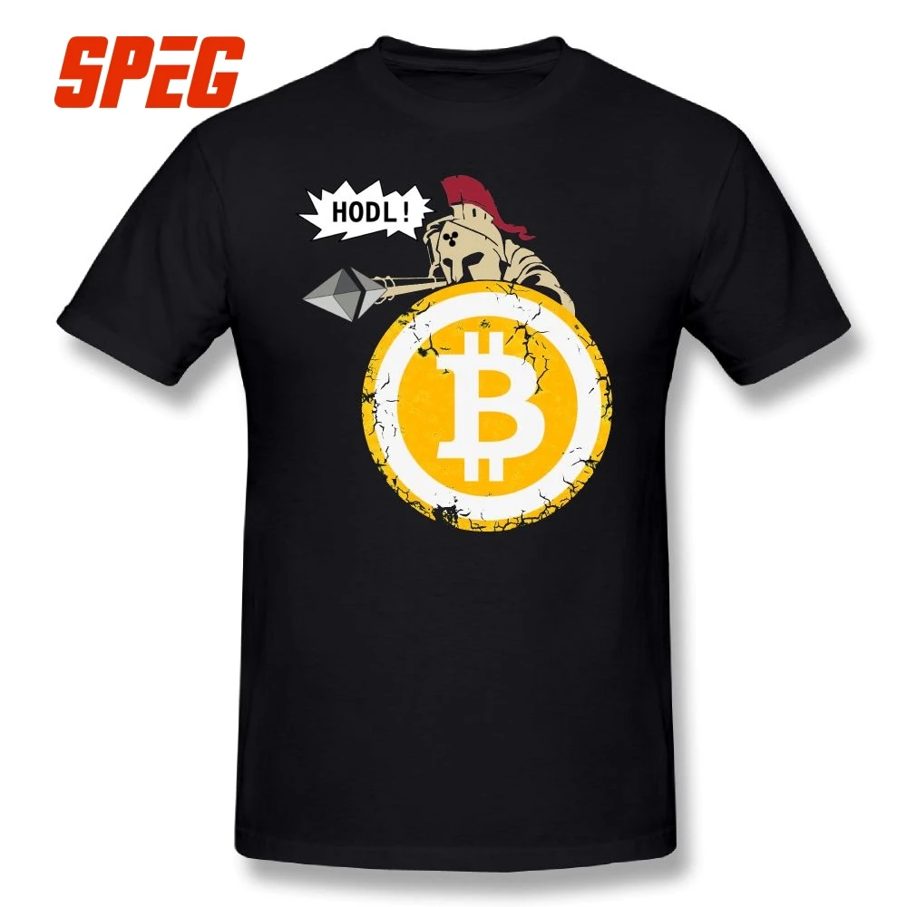 Bitcoin HODL Your Cryptos T-Shirt Cryptocurrency O Neck Short Sleeves 100% Cotton Tees Man Newest T Shirt Large Size