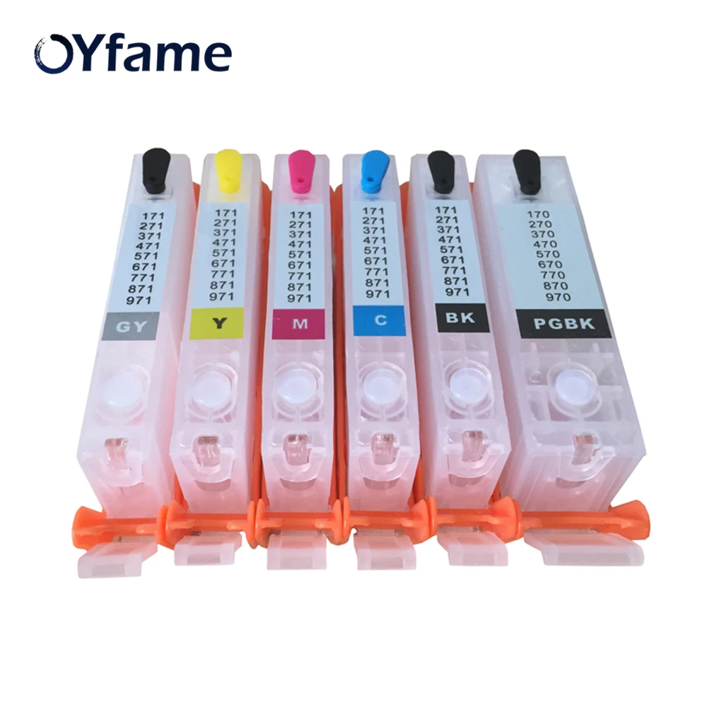 

OYfame 6PCS PGI-670 CLI-671 refillable ink cartridges For canon MG7760 MG7765 MG7766 printer with ARC Chips for Canon 670 PGI670