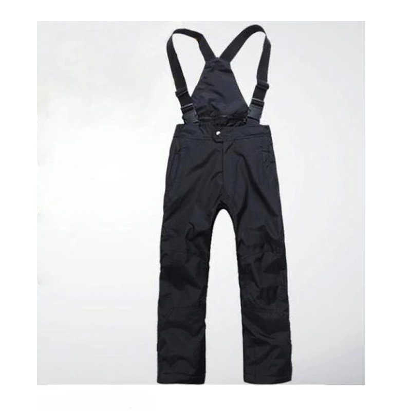 

2018 outdoor winter ski pants children windproof waterproof warm thickening fleece black straps ski pants boys and girls XS-XXXL