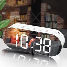 Новое цифровое зеркало для макияжа светодиодный Будильник Повтор Настольные Часы светодиодный температурные настольные часы USB аксессуары для домашнего декора