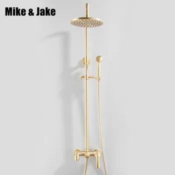 

Luxury Gold brush shower set bathroom gold brush shower mixer luxury bathroom brush gold wall shower mixer bathtub hot cold tap
