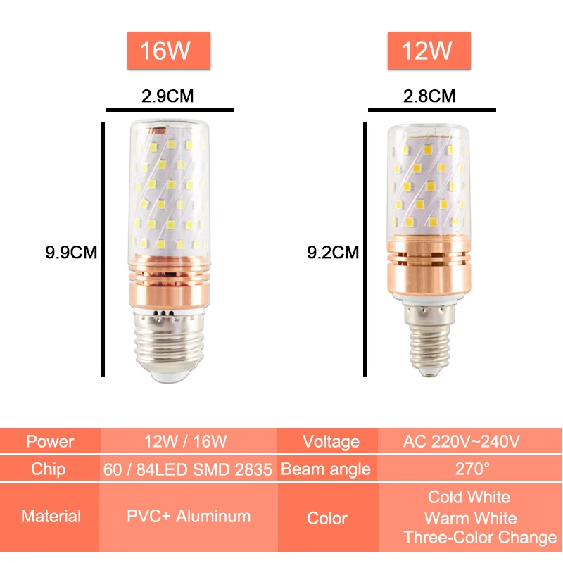 GreenEye E27 светодиодный лампочка E14 Светодиодный светильник 3 Вт 12 Вт 14 Вт 16 Вт SMD2835 AC 220 В 240 В кукурузная лампочка люстра Свеча светодиодный светильник для украшения дома