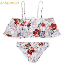 KANCOOLD Женская сексуальная одежда цветочный принт слинг гофрированный раздельный купальник женский без бретелек пуш-ап Летний Пляжный Купальник для девочек