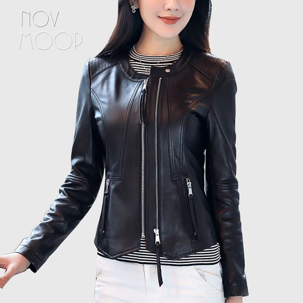 Мотоциклетная байкерская куртка giacca blouson черная из натуральной овчины в