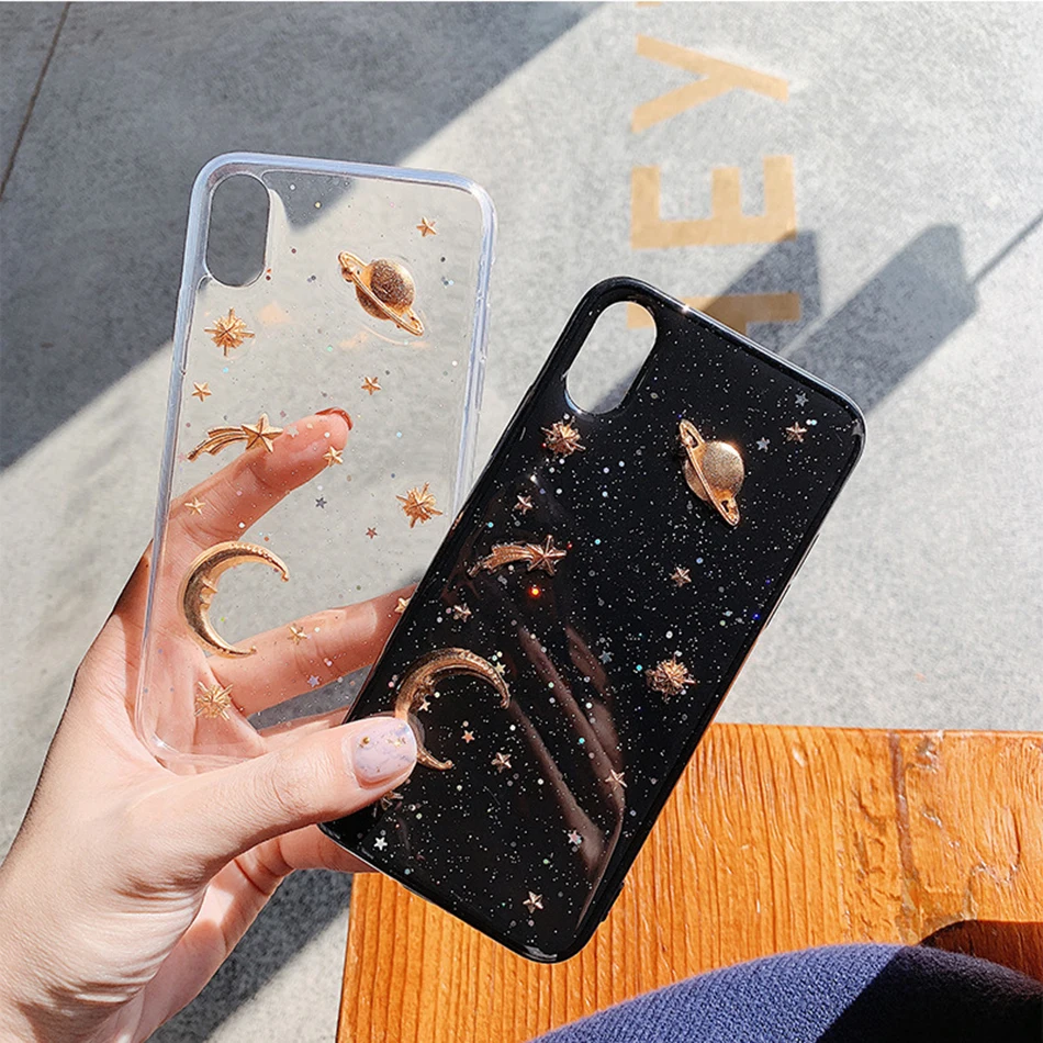 

For iPhone XR XS Max Case Cute starry empty Ultra Transparent Soft Silicone Phone Case For iPhone 6 7 8 Plus X Cover Coque Funda
