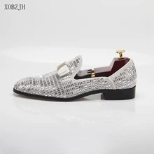 2019 New Men Dress Shoes Handmade Leisure Rhinestone Style Wedding Party Shoes Men Flats Silver Leather Loafers Shoes Big Size christia bella metal signature shark tooth rhinestone men loafers wedding party dress shoes smoking slippers casual men flats