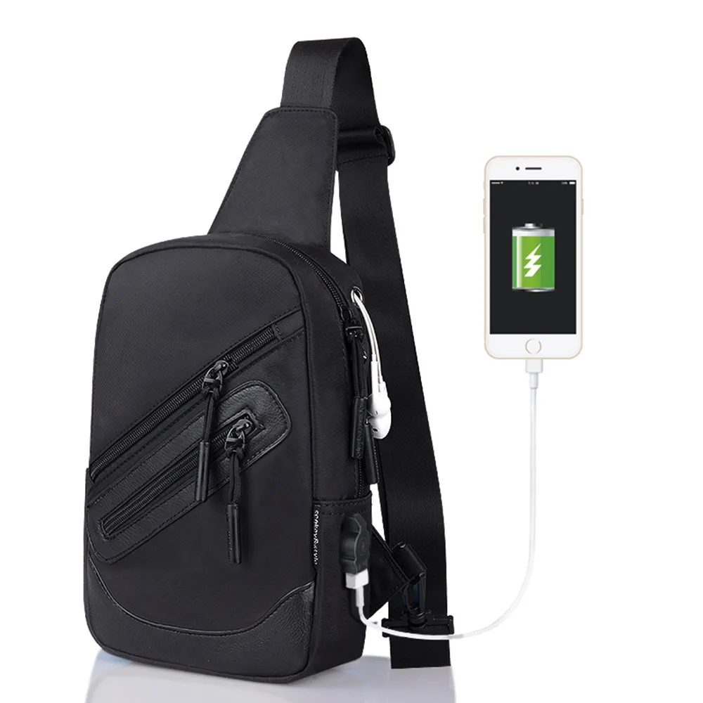 Многофункциональный Crossbody сумки Для мужчин зарядка через usb груди пакет короткой поездки посланники Груди Сумка водоотталкивающая сумка