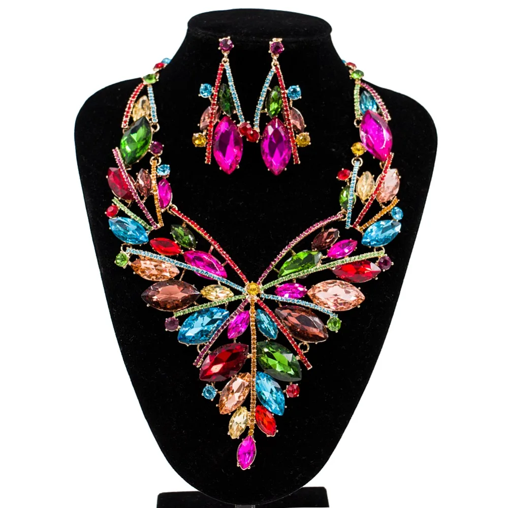 Свадебный комплект из колье и серёг с австрийским кристаллом|necklace and earrings|wedding