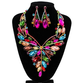 

LAN PALACE new boutique wedding jewelry set Austrian crystal engagement necklace and earrings for party free shipping