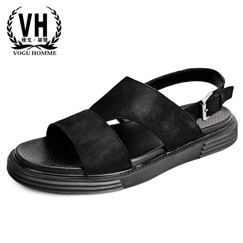 

anti-skid sandals mens gladiator sandals summer Genuine Leather Slippers Flip Flops casual Shoes beach outdoor all-match cowhide