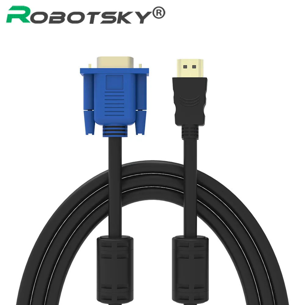 Robotsky 1,8 м 6 футов HDMI в VGA кабель «Папа-папа» с магнитным кольцом видео адаптер для HDTV HD плеер(пожалуйста, прочитайте описание