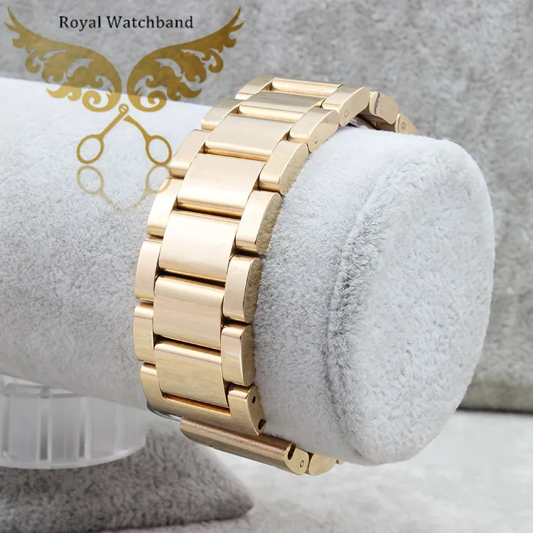 New Arrival 22mm Gold Black Stainless Steel Watch Band Double Push Buckle Clasps Strap Bracelet For