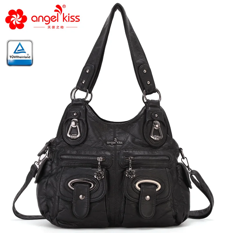 Angel Kiss сумки женские сумочки из искусственной кожи с несколькими карманами сумки на плечо XS160773 - Цвет: Black
