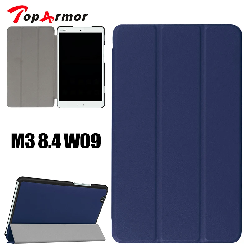 Toparmor Tri-Fold чехол для Huawei MediaPad M3 8.4 дюймов Tablet Защитный Искусственная кожа Smart Cover + стилус