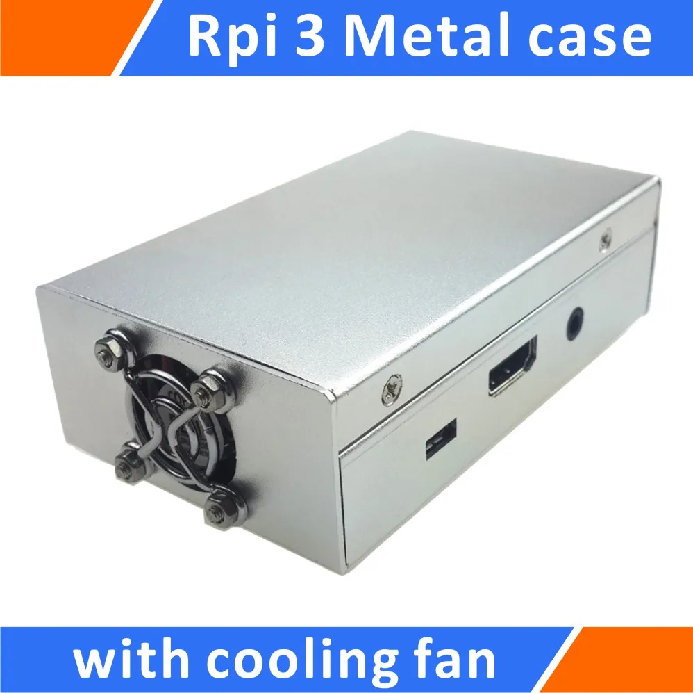 

Raspberry Pi 3 B+ Model Alloy Metal Case Enclosure with Cooling Fan Silver