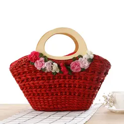 Sweet Lady идиллической маленькие цветы сплетенный Цветочная фея ручной сумка трава сумки Путешествие пляжная сумка