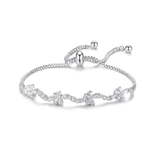 Белый прозрачный кубический цирконий браслеты регулируемая цепь браслет aaa цветок с цирконом браслет для женщин модные ювелирные изделия свадебные подарки