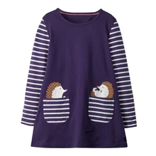littlemandy Hedgehog Autumn Princess Dress Pattern 2019 Brand New Kids Dresses Baby Girls Clothes Long Sleeve Children Costume littlemandy shark baby girls summer enfant princess dress 2018 new costumes for kids clothing print jersey clothes brand dresses