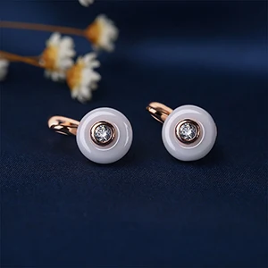 Gold Earrings White Классический дизайн романтические ювелирные изделия цвета: золотистый, серебристый Цвет AAA кубический цирконий, серьги-гвоздики из керамики для Для женщин элегантные свадебные туфли - Окраска металла: Gold Earrings White