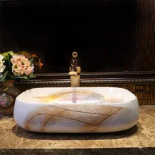 В европейском стиле раковина Цзиндэчжэнь Книги по искусству столешницей керамическая раковина, раковина Ванная комната раковина стиральная китайский керамический умывальник прямоугольный