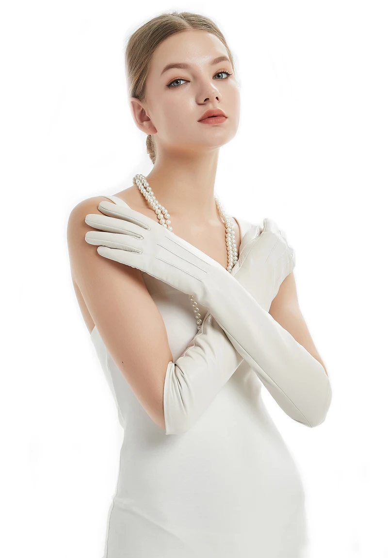 50cm(19.7") long back three lines real sheep leather evening long