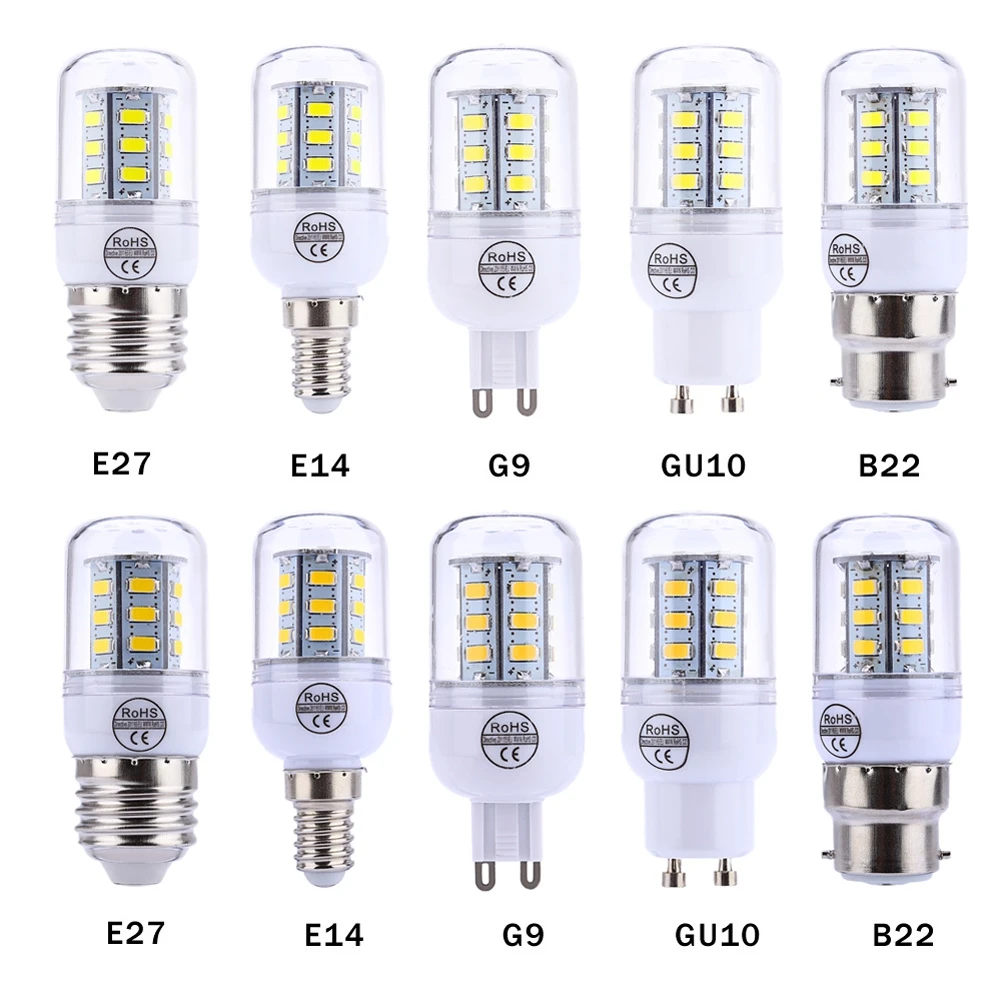 AC 220V E27 B22 GU10 G9 E14 3W 300LM SMD 5730 Светодиодная кукурузная лампа с 24 светодиодами | Лампы и