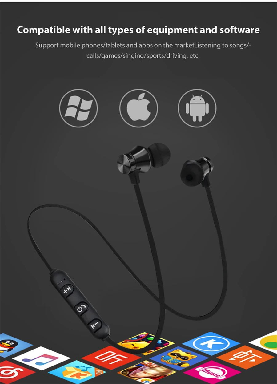 Magnetic attraction Bluetooth Earphone Headset waterproof sports 4.2 with Charging Cable Young Build-in Mic Bluetooth Headphone Sadoun.com