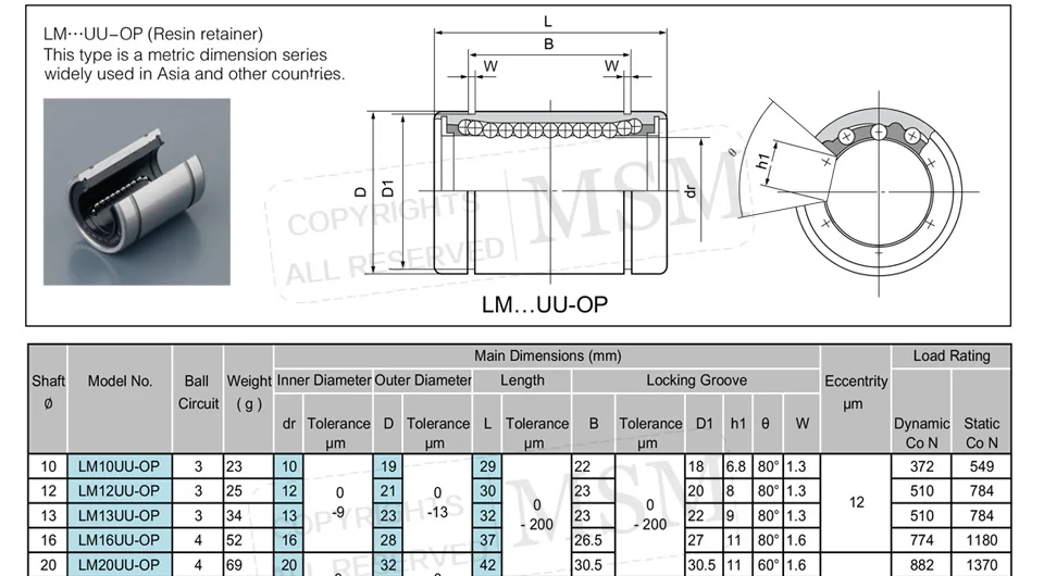 MSM открытого типа линейные подшипники 4 шт./лот LM12UUOP LM16UUOP LM20UUOP LM25UUOP LM30UUOP вал раздвижные шаровые втулки(мм