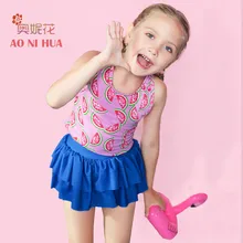 Aonihua арбуз Два Купальник Обувь для девочек Танкини с юбкой дети Профессиональный быстро сохнут купальники ребенок купальный костюм