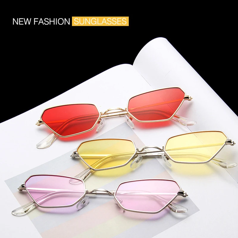 Sun Glasses Cat Eye Sunglasses Women Men Metal Small Frame Shade Female Eyewear Eyeglasses Color Lens UV400 2019 New