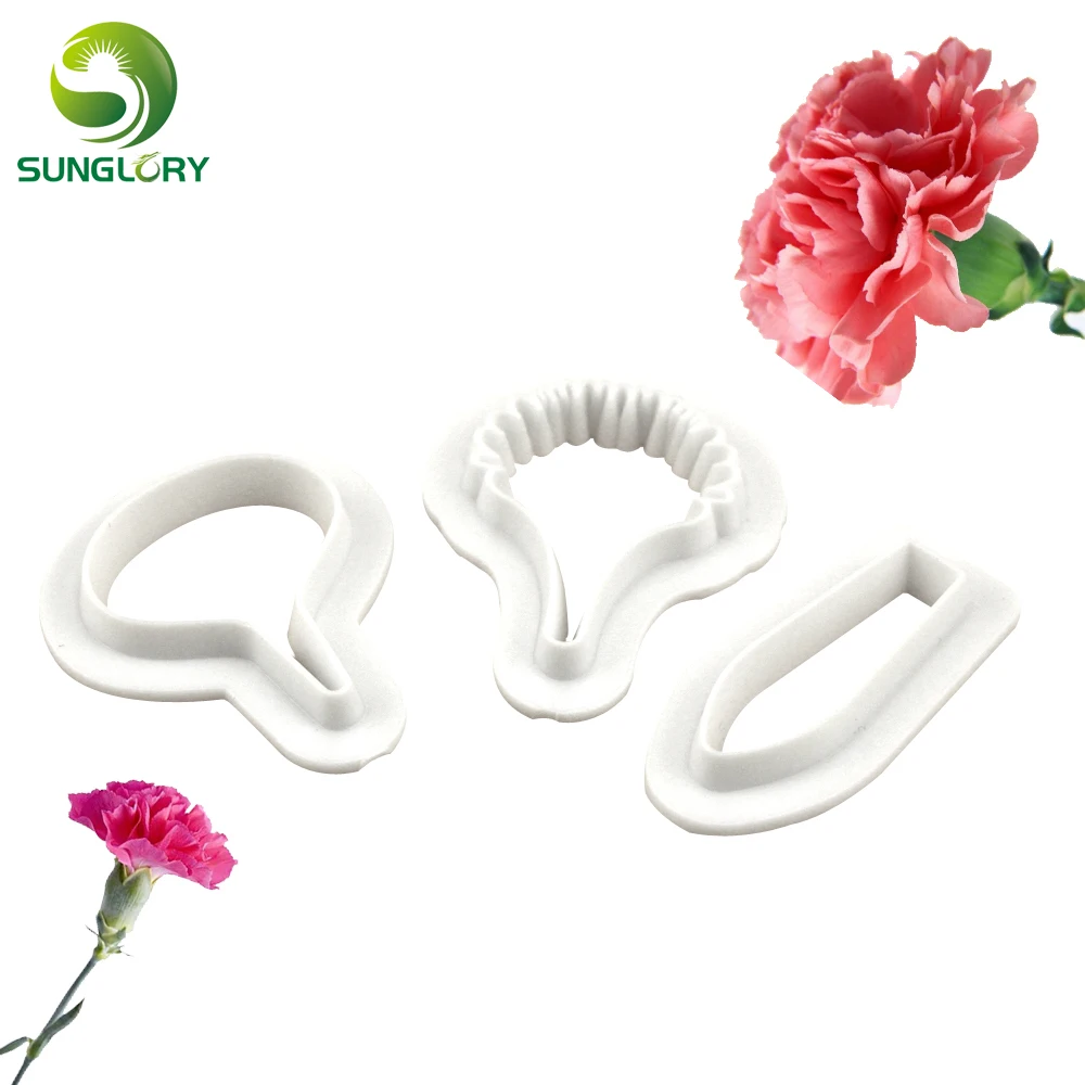 

Baking 3PCS/SET Plastic Flower Cookie Cutter Carnation Fondant Pastry Cutter Biscuit Mold Sugar Craft Cake Decorating Tools DIY