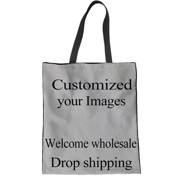 

FORUDESIGNS Custom Picture or Logo Shopping Bags for Women Female Tote Canvas Shoulder Bags Girls Reusable Shopper Bags Handbags