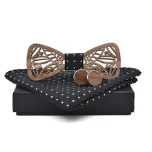 Свадебный костюм жениха, вечерние, деревянный, в горошек, галстук-платок запонки с деревянными элементами, галстук-бабочка, Мужская Цветочная Брошь, платок, Карманный платок