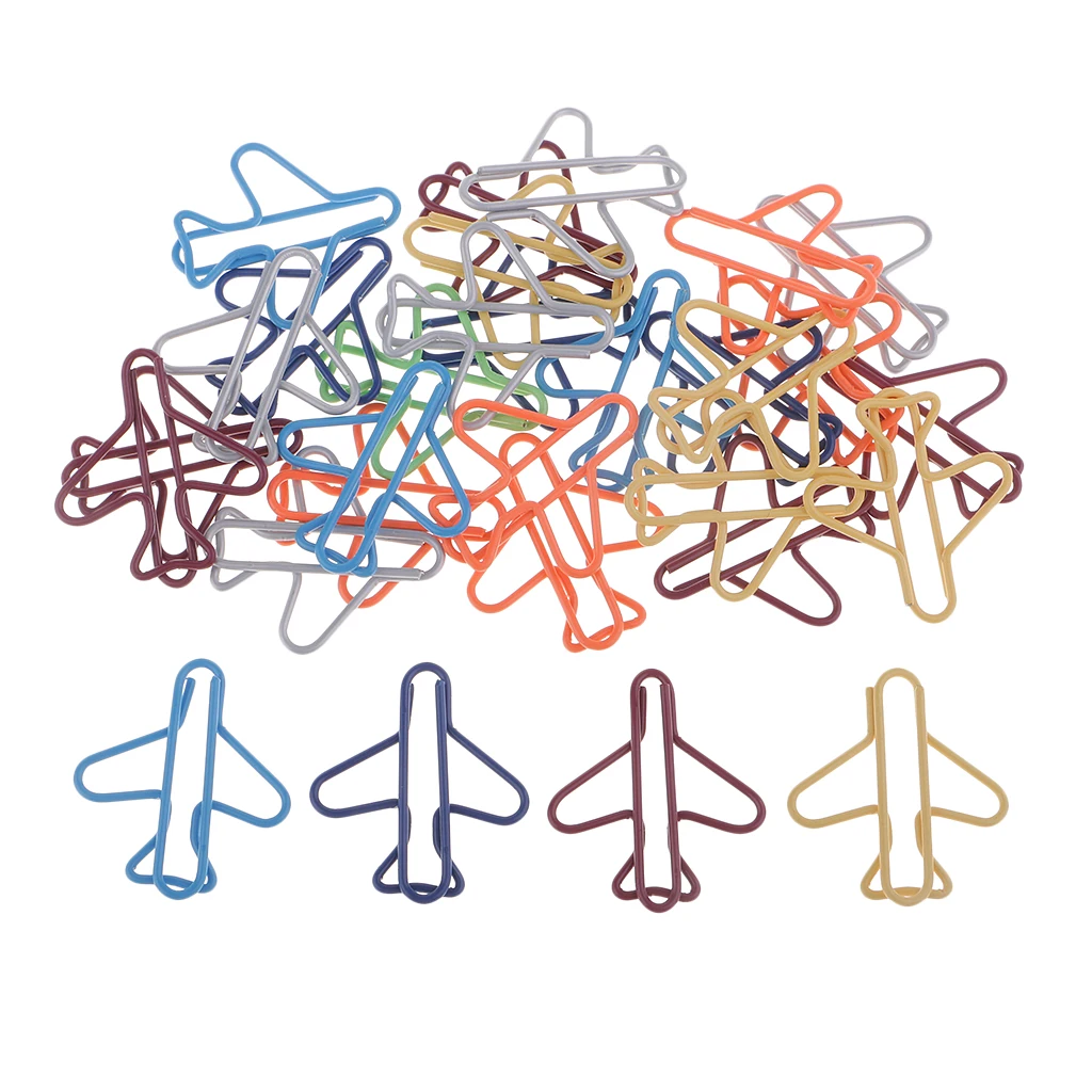 30 Pieces Assorted Color Metal Airplane Shape Office Paper Clips Office School Supplies