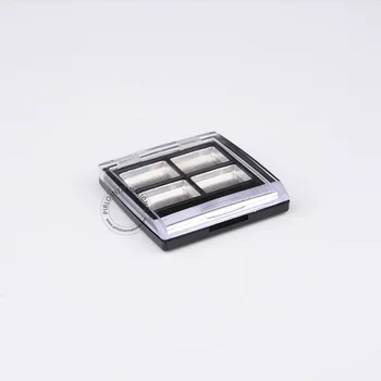 

50pcs A++ 4*2g Clear+Black Plastic Eyeshadow/Eyebrow/Blush Jar 4 Grids Empty Containers With Aluminium Plate/Tray Free Shipping