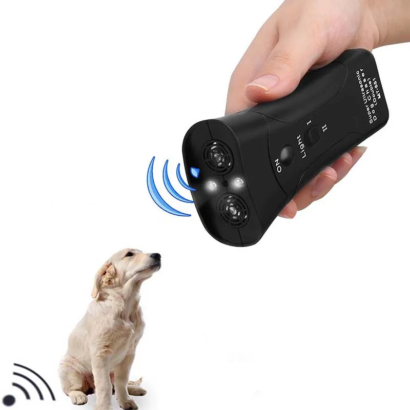 

Handheld Dog Repellent Dual Channel Electronic Animal Repellent Handy Ultrasonic Dog Training Pet Bark Stopper for Outdoor
