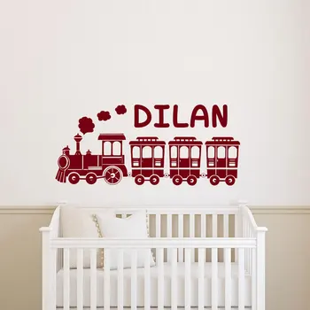 

Customizable name train pattern wall decals boys and girls children's room bedroom vinyl decorative cartoon wall stickers ER29