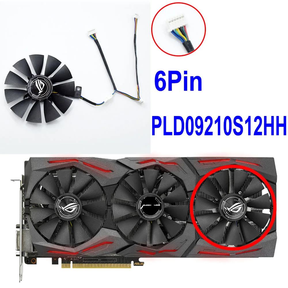 Для ASUS GTX980Ti R9 390X390 GTX1070 87 мм PLD09210S12HH T129215SM 4Pin Графика карты охлаждающий вентилятор Cooler - Цвет лезвия: PLD09210S12HH 6Pin