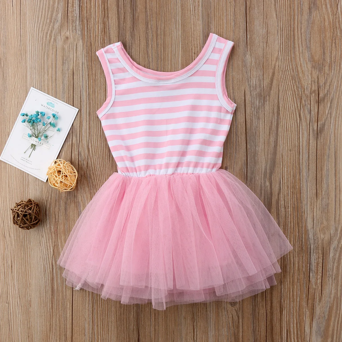 Kid Princess Baby Girl Dress Sleeveless Striped Unicorn Bow Pink Tulle Party Wedding Tutu Dresses