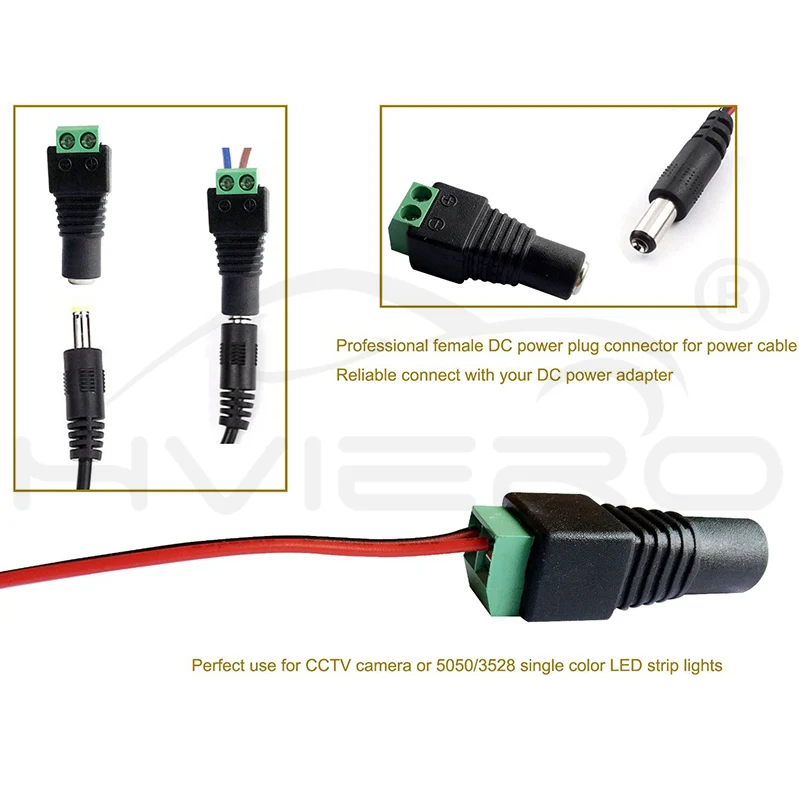 1X пайка 2pin светодиодный разъем постоянного тока с женским DC 12 В для 5050 3528 2835 3014 Светодиодный светодиодный светильник