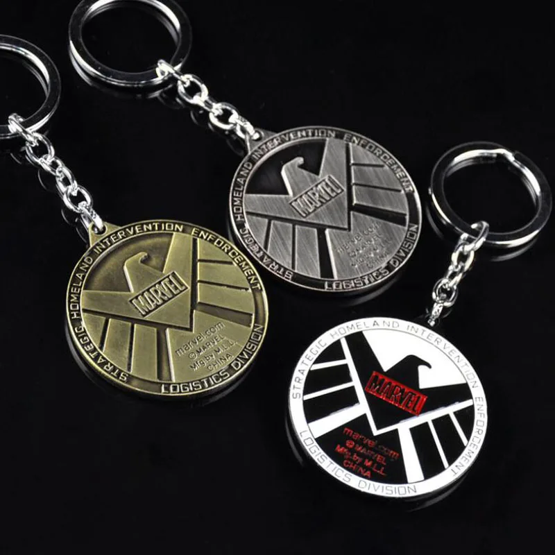 

10pcs/lot The Avengers S.H.I.E.L.D. Badge Keychain The Movie Skull Head Car Keyring Fashion Jewelry Party Gift For Men Funs