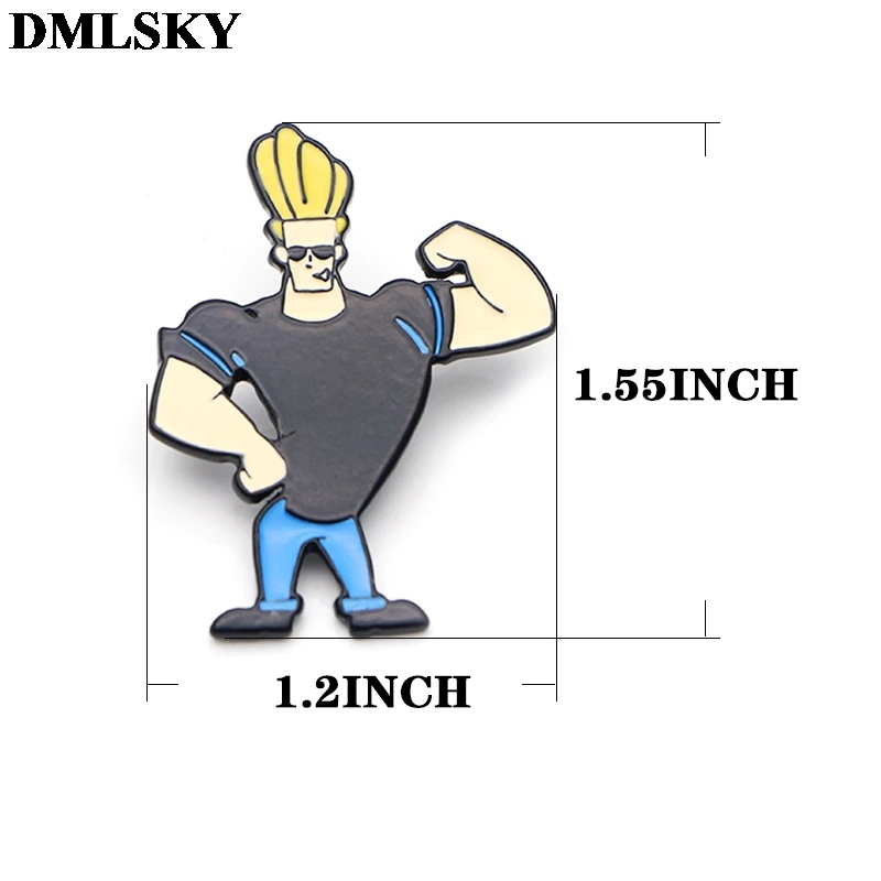 DMLSKY Jonny Bravo, брошь для одежды, металлическая эмалированная булавка для женщин и мужчин, модные броши для рубашки, воротника, значок M3583