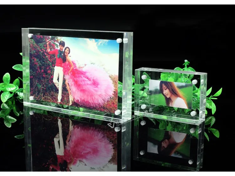10 acrylic photo frame clear crystal magnet picture