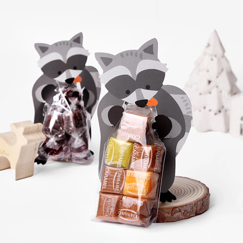 20 шт. упаковка печенья милые конфеты Кролик Медведь Лиса мультфильм пластиковые сумки для Подарочная сумка выпечки пакет с карточкой головы 7A0847