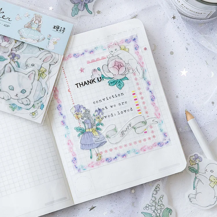 Lucky Wonderland Girl Bullet Journal Декоративные наклейки для скрапбукинга палочка этикетка канцелярские наклейки для дневника, альбома